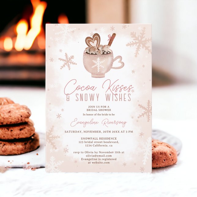 Winter cocoa kisses chocolate snow bridal shower einladung (Winter cocoa kisses chocolate snow bridal shower invitation)