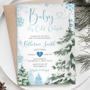 Winter Cold Baby Showwald Blaue Schneeflocken Einladung