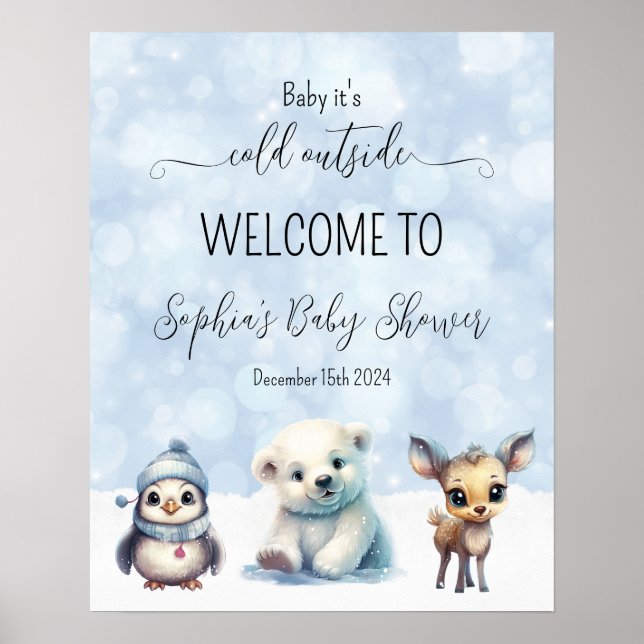 Winter Cold Outdoor Baby Dusche Begrüßungszeichen Poster (Vorne)