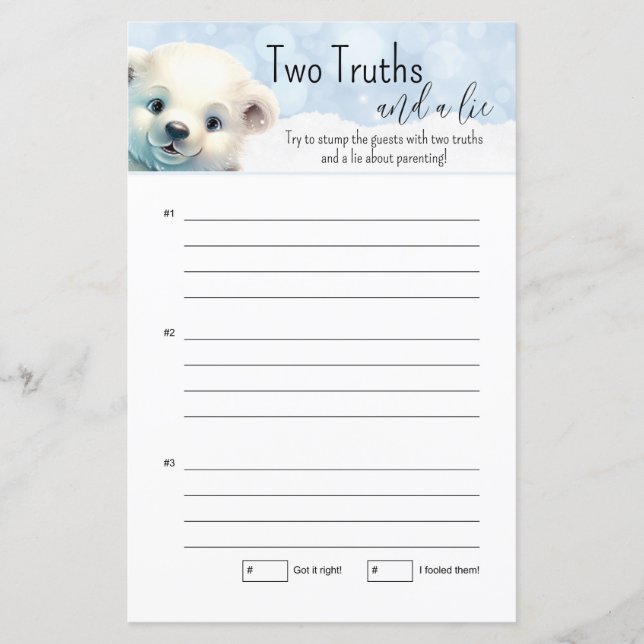 Winter Cold Outside Baby Dusche Zwei Wahrheiten Sp (Vorderseite)