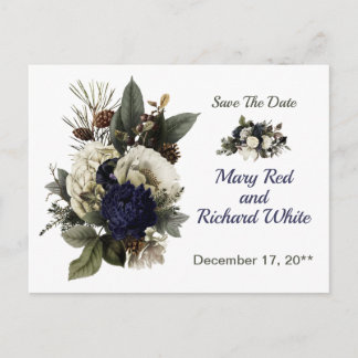 Winter Conifer Blumenpeony Wedding retten das Datu Postkarte