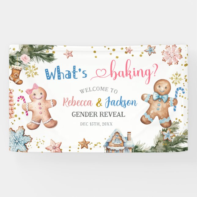 Winter Cookie Whats Baking Gender Reveal Banner (Horizontal)