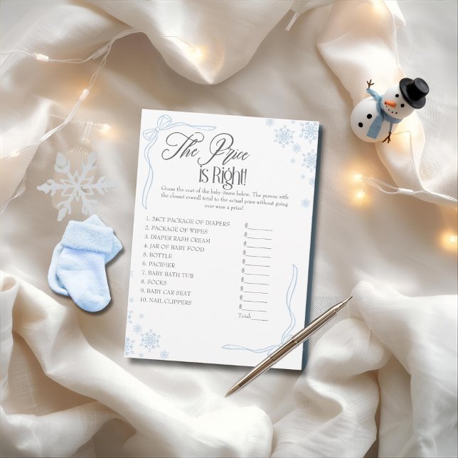 Winter Coquette Blue Price ist die richtige Game C Einladung (Winter Coquette Blue Price is Right Game Card)
