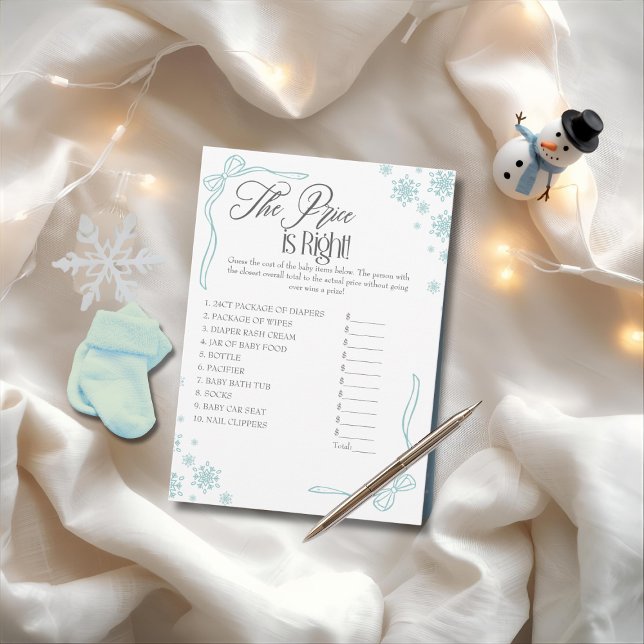 Winter Coquette Green Price ist die richtige Game  Einladung (Winter Coquette Green Price is Right Game Card)