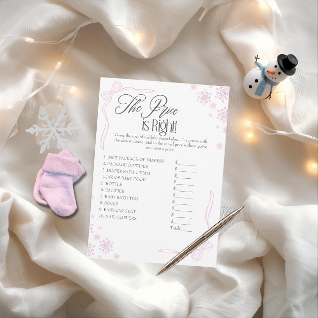 Winter Coquette Pink Preis ist die richtige Game C Einladung (Winter Coquette Pink Price is Right Game Card)