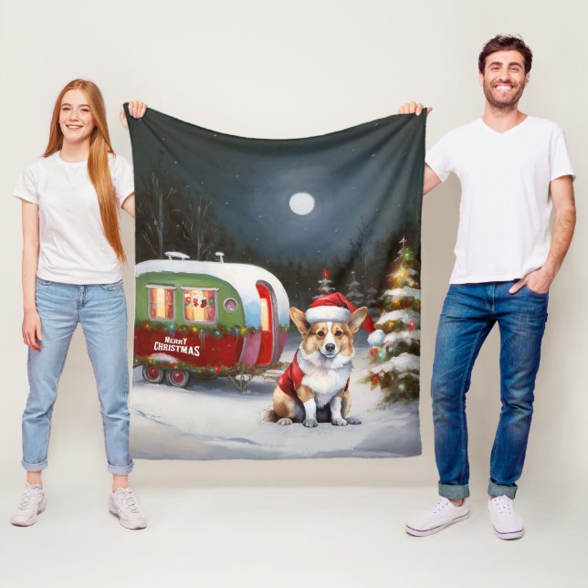 Winter Corgi Caravan Weihnachtsabenteuer Fleecedecke (Beispiel)