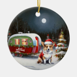 Winter Corgi Caravan Weihnachtsabenteuer Keramik Ornament