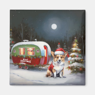 Winter Corgi Caravan Weihnachtsabenteuer Magnet