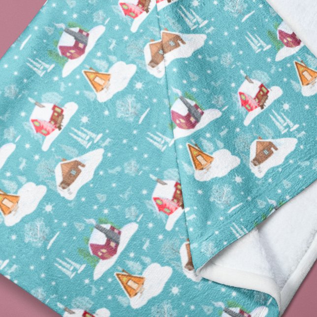 Winter Cosy Cabin Pattern Fleecedecke (Von Creator hochgeladen)