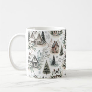 Winter Cottage Schneefall Muster Kaffeetasse