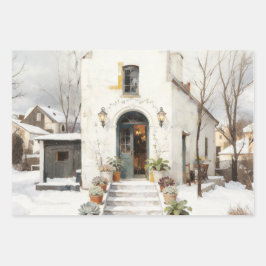 Winter Cottage Succulent Wrapping Paper Geschenkpapier Set