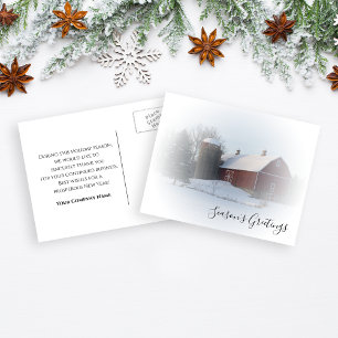 Winter Country Barn Business Frohe Festtage Postkarte