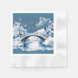 Winter Country Water Stream Bridge Hochzeit Serviette