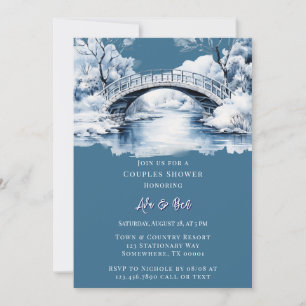 Winter Country Water Stream Bridge Paare Dusche Einladung