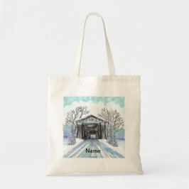 Winter Covered Bridge Tote Bag Tragetasche