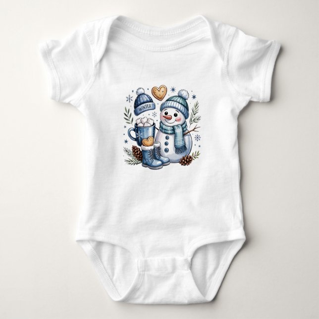 Winter Cozy Snowman  Baby Strampler (Vorderseite)
