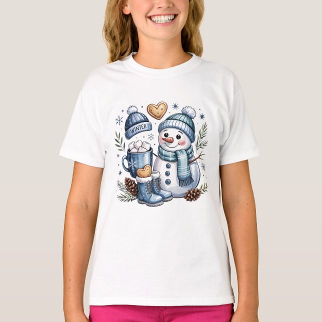 Winter Cozy Snowman  T-Shirt (Vorderseite)