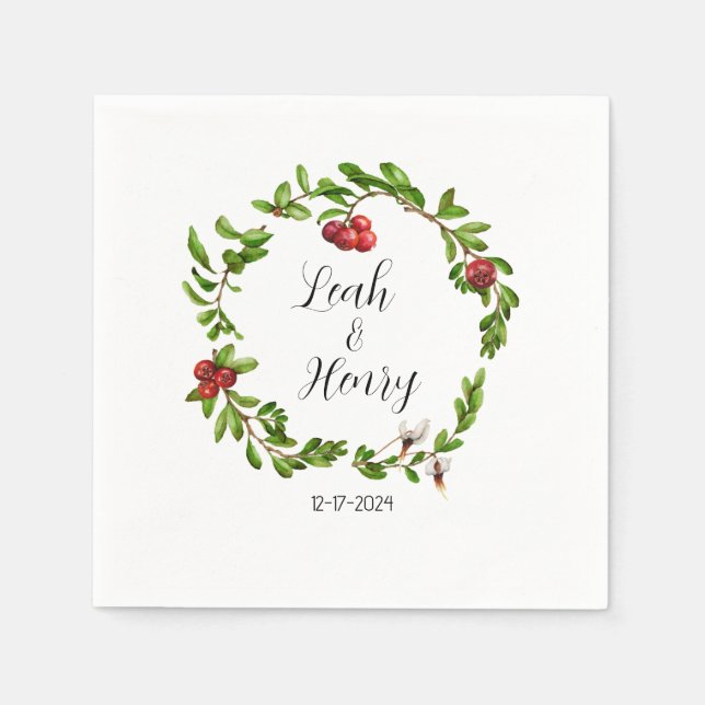 Winter Cranberry Cocktail Napkins Serviette (Vorderseite)