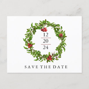 Winter Cranberry Save the Date Ankündigungspostkarte
