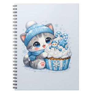 Winter-Cupcake-Kitty – Süße schneebedeckte Dessert Notizblock