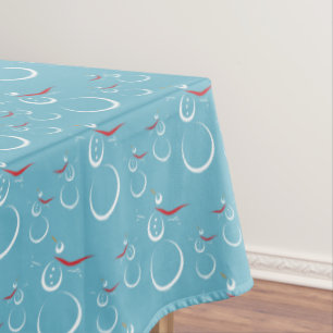 Winter Cyan Niedlich Snowman Family Pattern Tischdecke