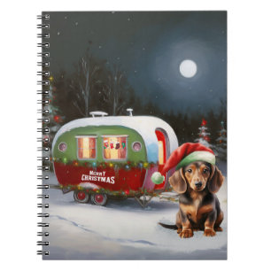 Winter Dachshund Wohnwagen Weihnachtsabenteuer Notizblock