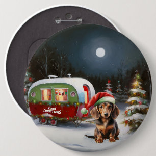 Winter Dackel Caravan Weihnachtsabenteuer Button