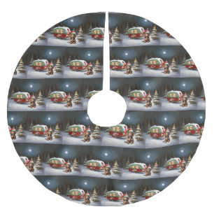 Winter Dackel Caravan Weihnachtsabenteuer Polyester Weihnachtsbaumdecke