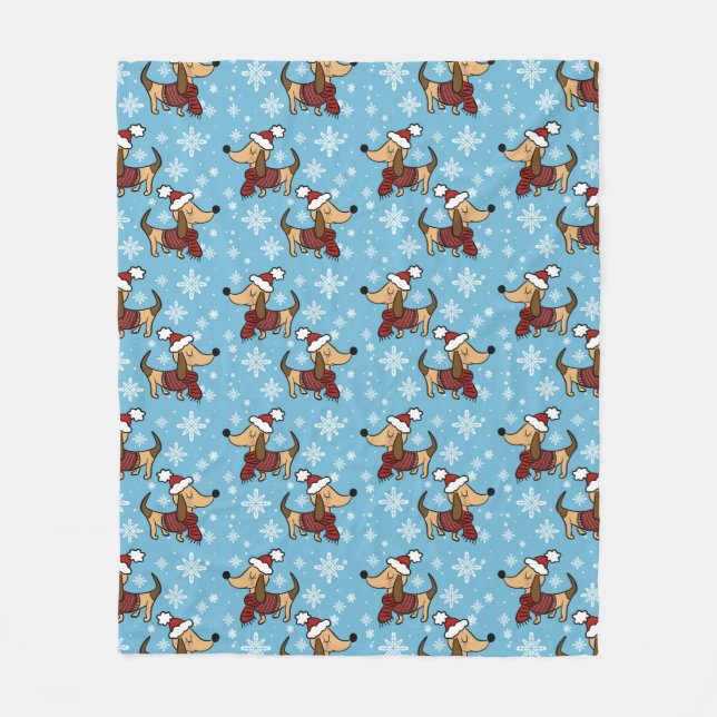 Winter Dackel Hund Fleece Blanket (Vorderseite)