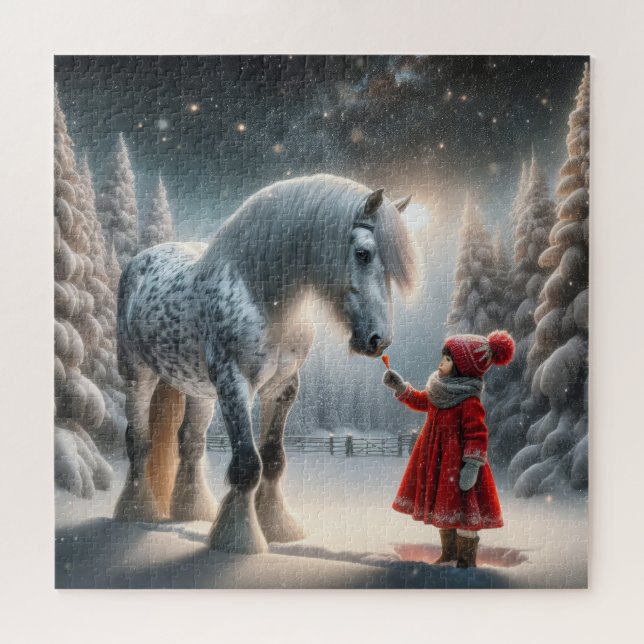 Winter Dapple Gray Pferd Puzzle (Horizontal)