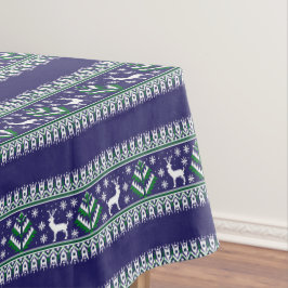 Winter Dark Blue und Green Christmas Fair Isle Tischdecke