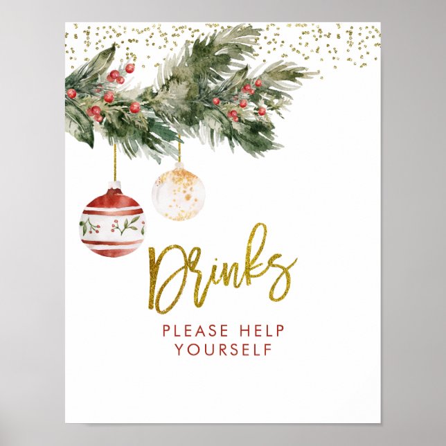 Winter Deck the Halls Brautparty Drinks unterzeich Poster (Vorne)
