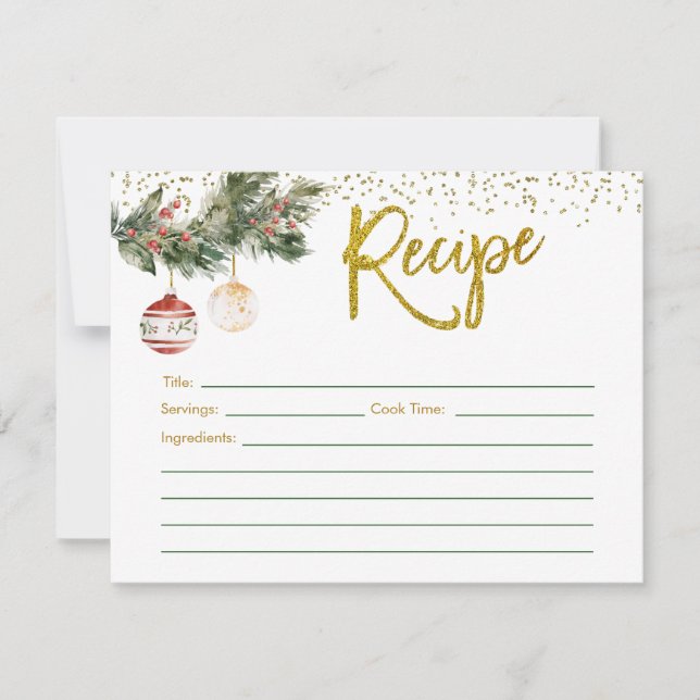 Winter Deck the Halls Brautparty Rezept Card Einladung (Vorderseite)