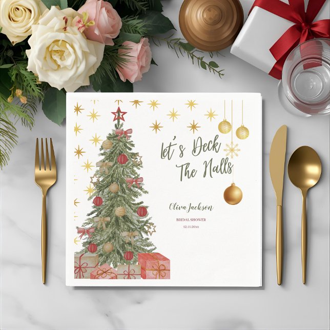 Winter Deck the Halls Bridal Dusche Einladung Serviette (Von Creator hochgeladen)