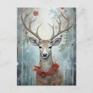 Winter Deer Boho Postkarte