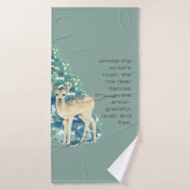 Winter Deer in the Snow – Wildlife Art Home Decor Badehandtuch (Badehandtuch)