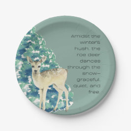 Winter Deer in the Snow – Wildlife Art Home Decor Pappteller