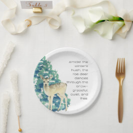 Winter Deer in the Snow – Wildlife Art Home Decor Pappteller