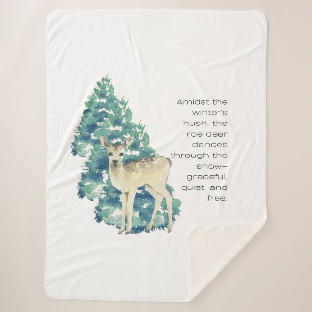 Winter Deer in the Snow – Wildlife Art Home Decor Sherpadecke (Vorderseite)