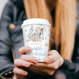 Winter Deer Snowflakes ONEderland Geburtstag Pappbecher
