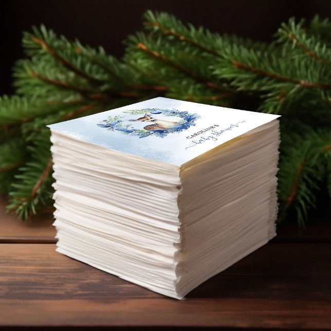 Winter Deer Watercolor Babydusche Serviette (Winter Deer Watercolor Baby Shower Napkins)