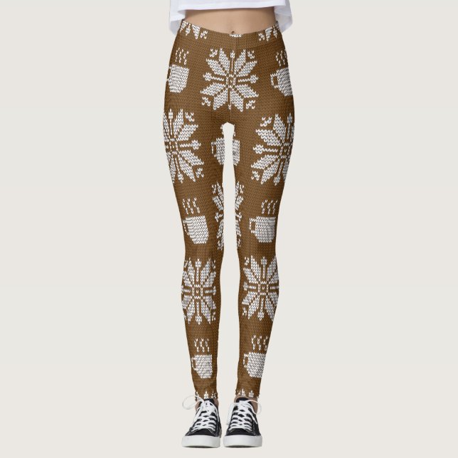 Winter: Dekorative Teekuppen Leggings (Vorderseite)