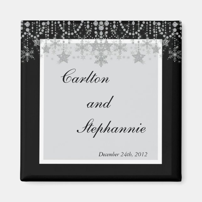 Winter Diamond Wedding Magnet Bevorzugung (Vorne)