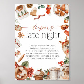 Winter Diapers Spate Night Baby Shower Poster