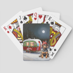 Winter Doberman Caravan Weihnachtsabenteuer Spielkarten
