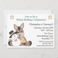 Winter Donkey zum Geburtstag Einladung für Jungen