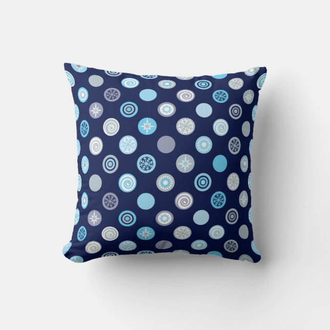 Winter Dots Blue Pattern Pillow Kissen (Vorderseite)