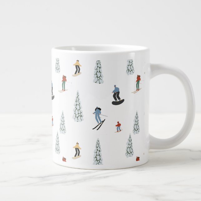 Winter Downhill Pattern Jumbo-Tasse (Rechts)