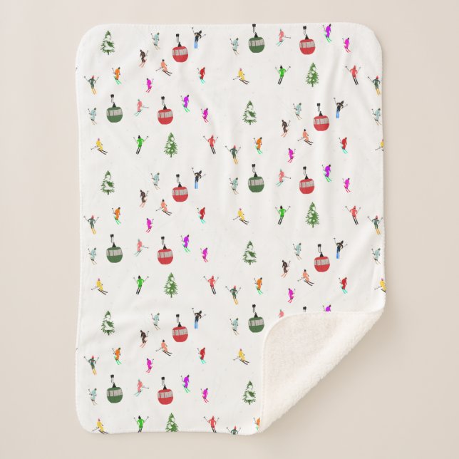 Winter Downhill Skifahrer Skigebiet Muster Sherpadecke (Vorderseite)