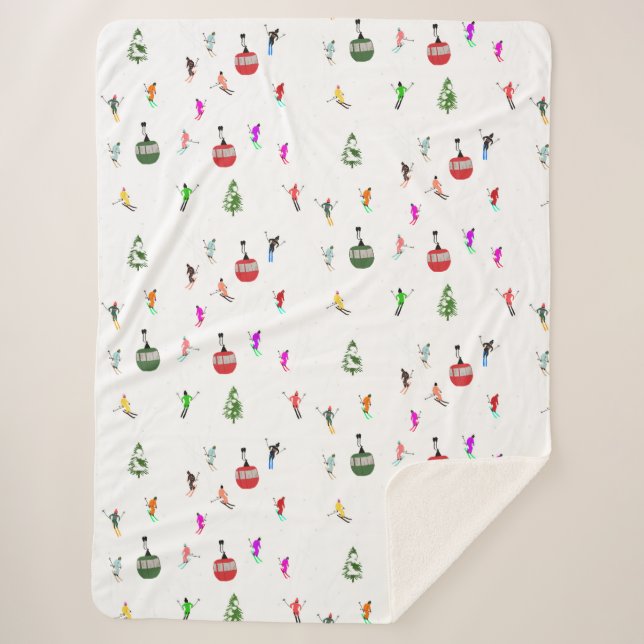 Winter Downhill Skifahrer Skigebiet Muster Sherpadecke (Vorderseite)